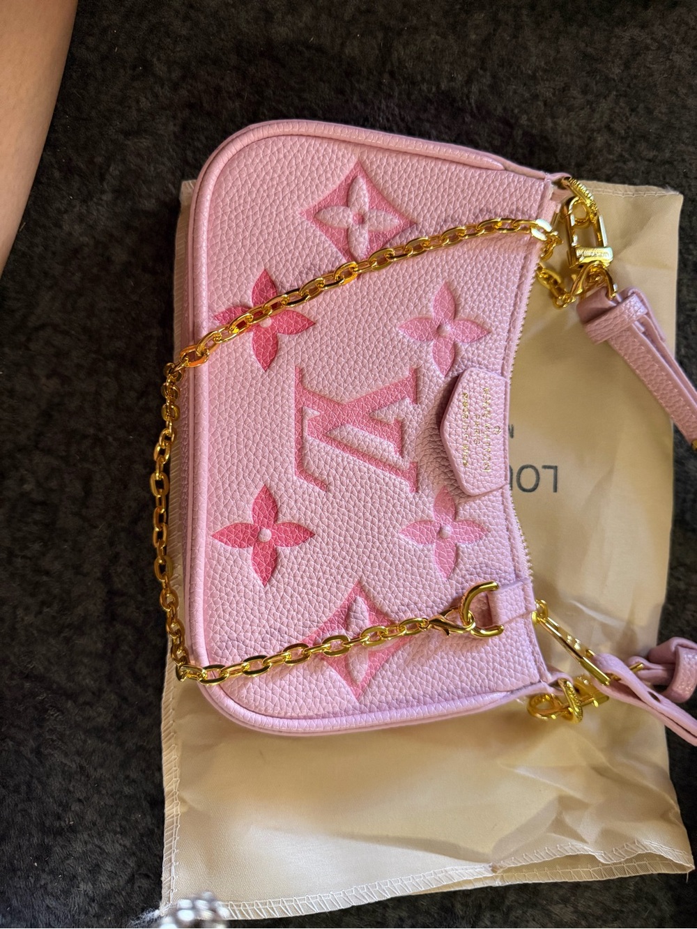 Pink Monogram Chain Shoulder Bag
